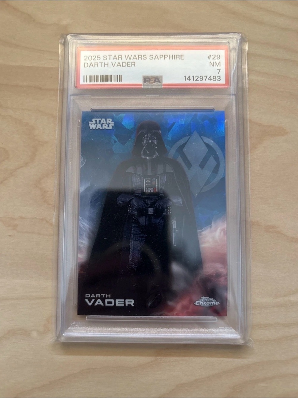 2025 TOPPS STAR WARS CHROME SAPPHIRE DARTH VADER #29 PSA 7 POP 1